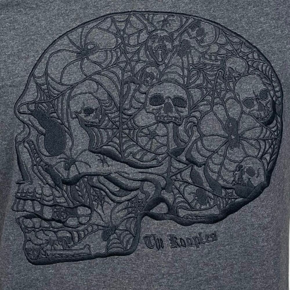The Kooples Skull Embroidered T-Shirt Men’s Large Gray Designer Gothic